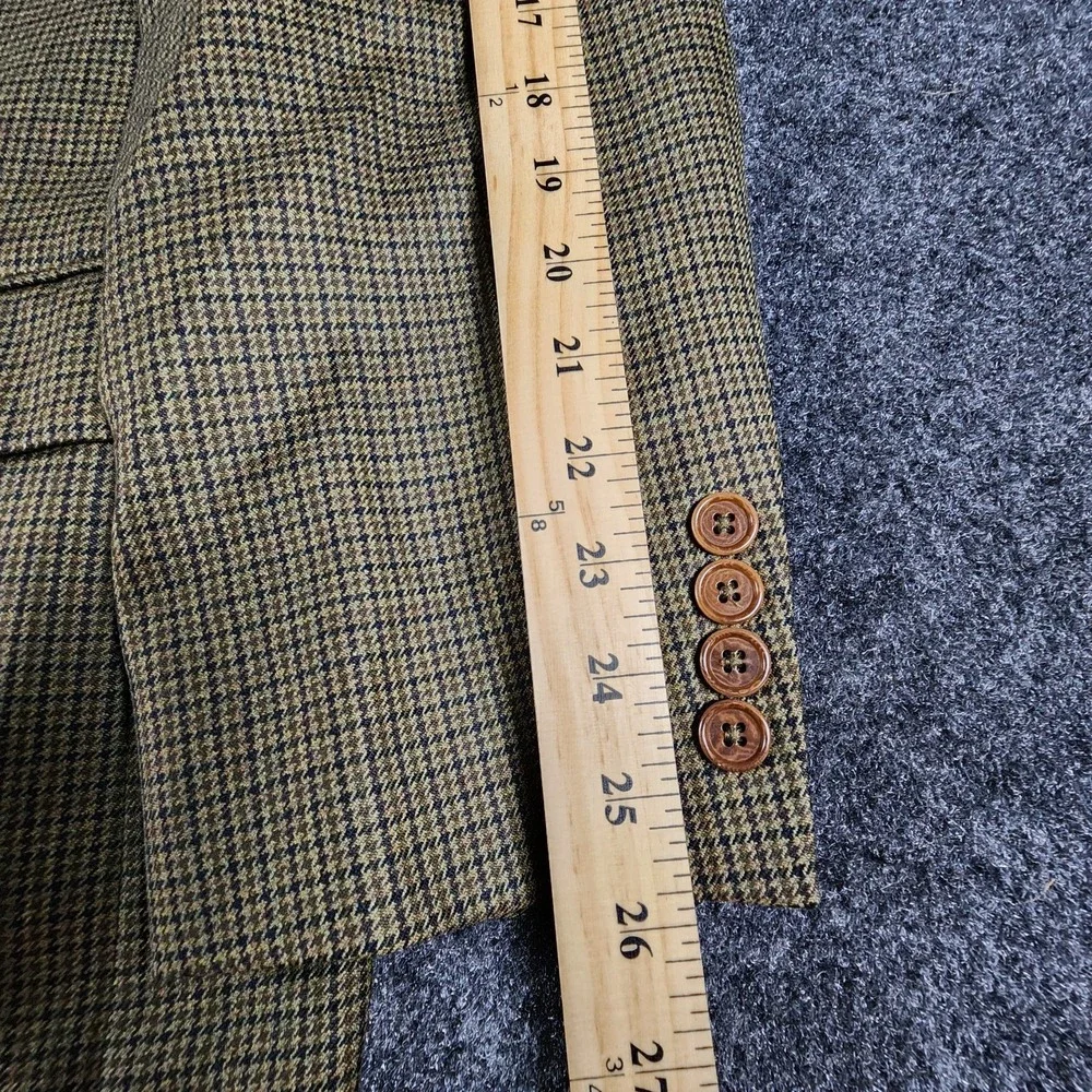 Brooks‎ Brothers 346 Blazer Men 46L Brown Black Houndstooth 100% Wool Sport Coat